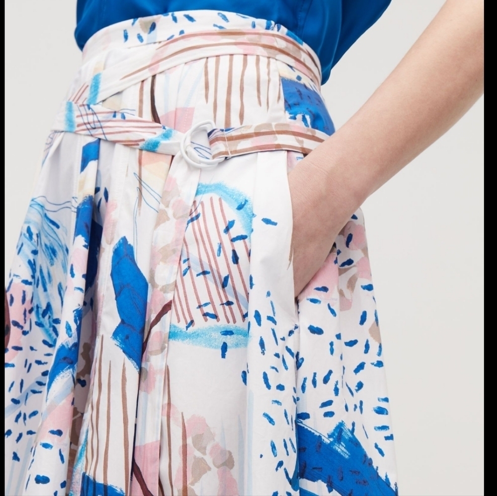 Cos Abstract Print Asymmetrical Midi Skirt With B… - image 2